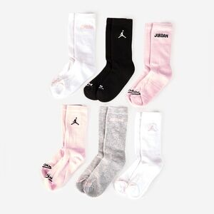 Air Jordan Dri-fit Cushioned Crew Socks 6 pack multicolor black pink white gray